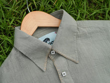 Load image into Gallery viewer, Beige & Moss Green Pointy Collar Shirt
