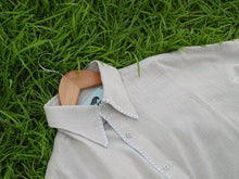 Load image into Gallery viewer, Beige &amp; Moss Green Pointy Collar Shirt

