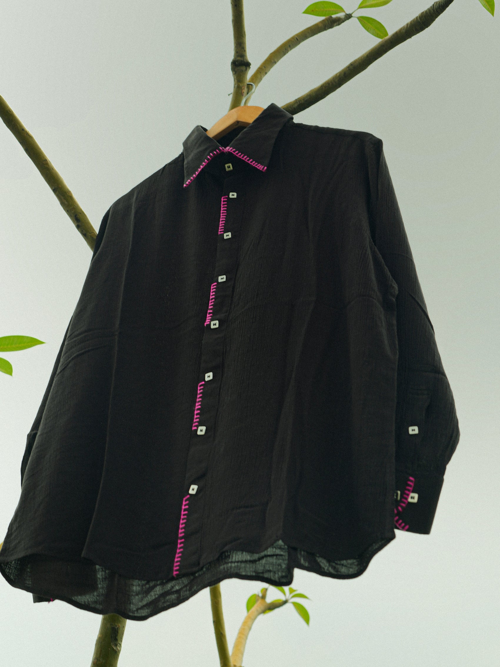 Black Pointy Collar Shirt