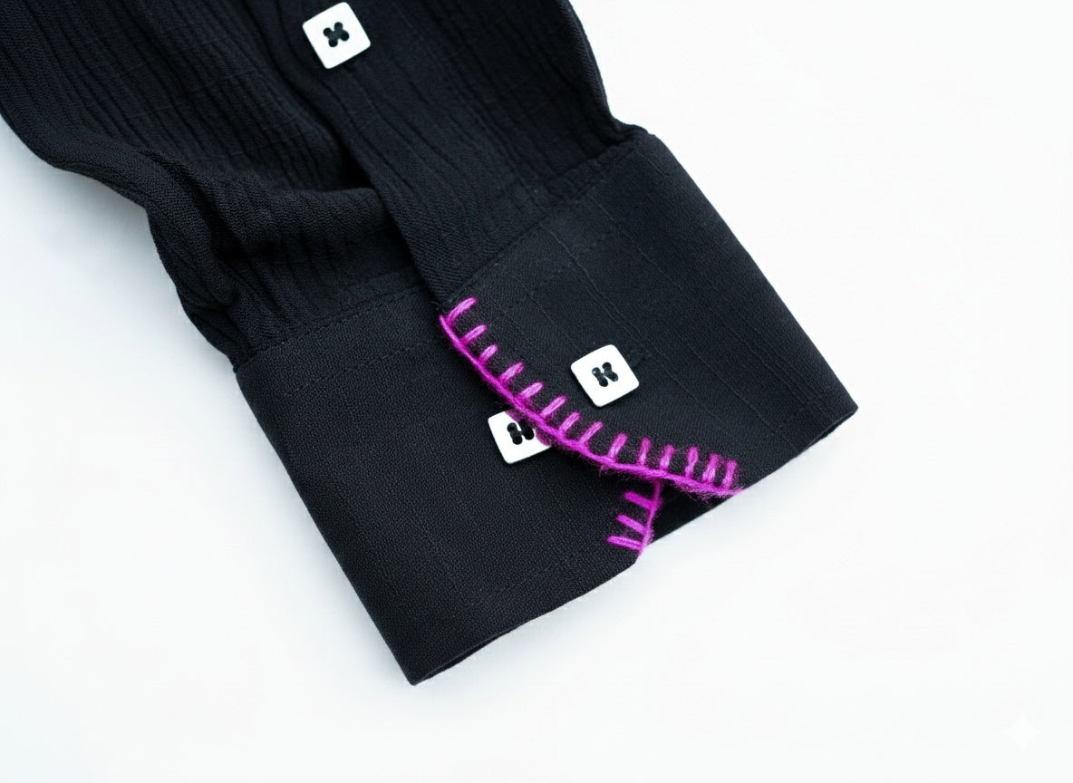 Black Band Collar Shirt