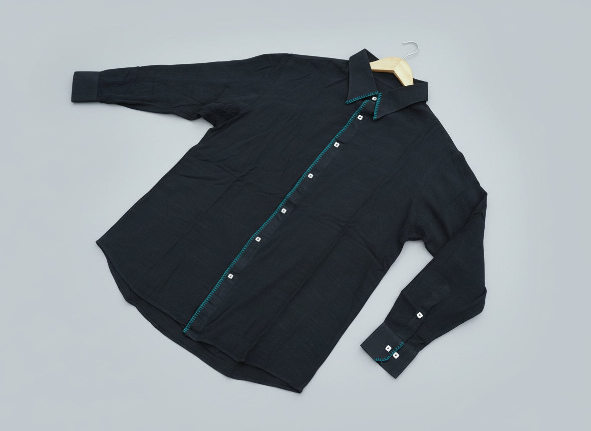 Black Pointy Collar Shirt