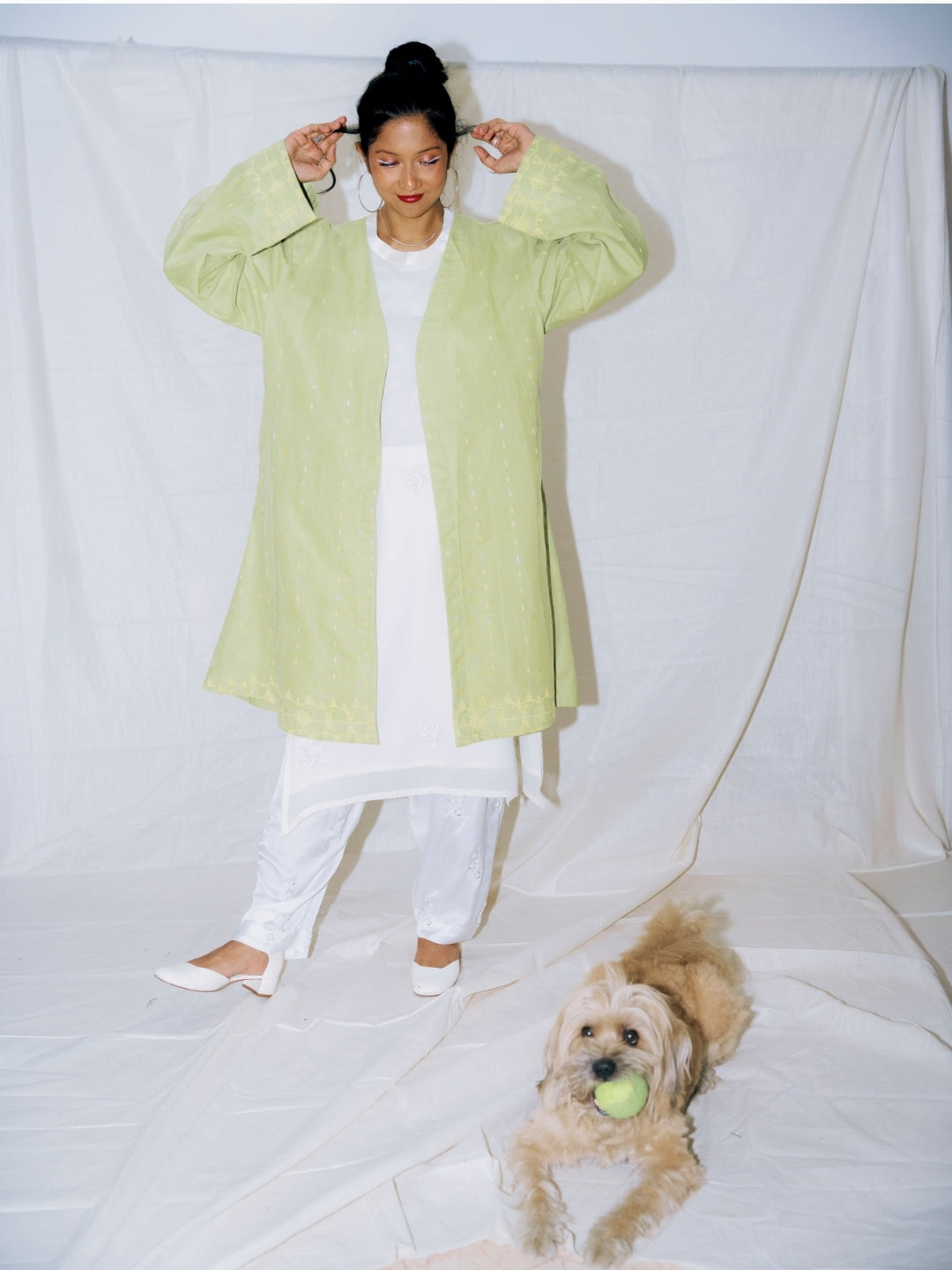 Jamdani Kimono – Sage Green