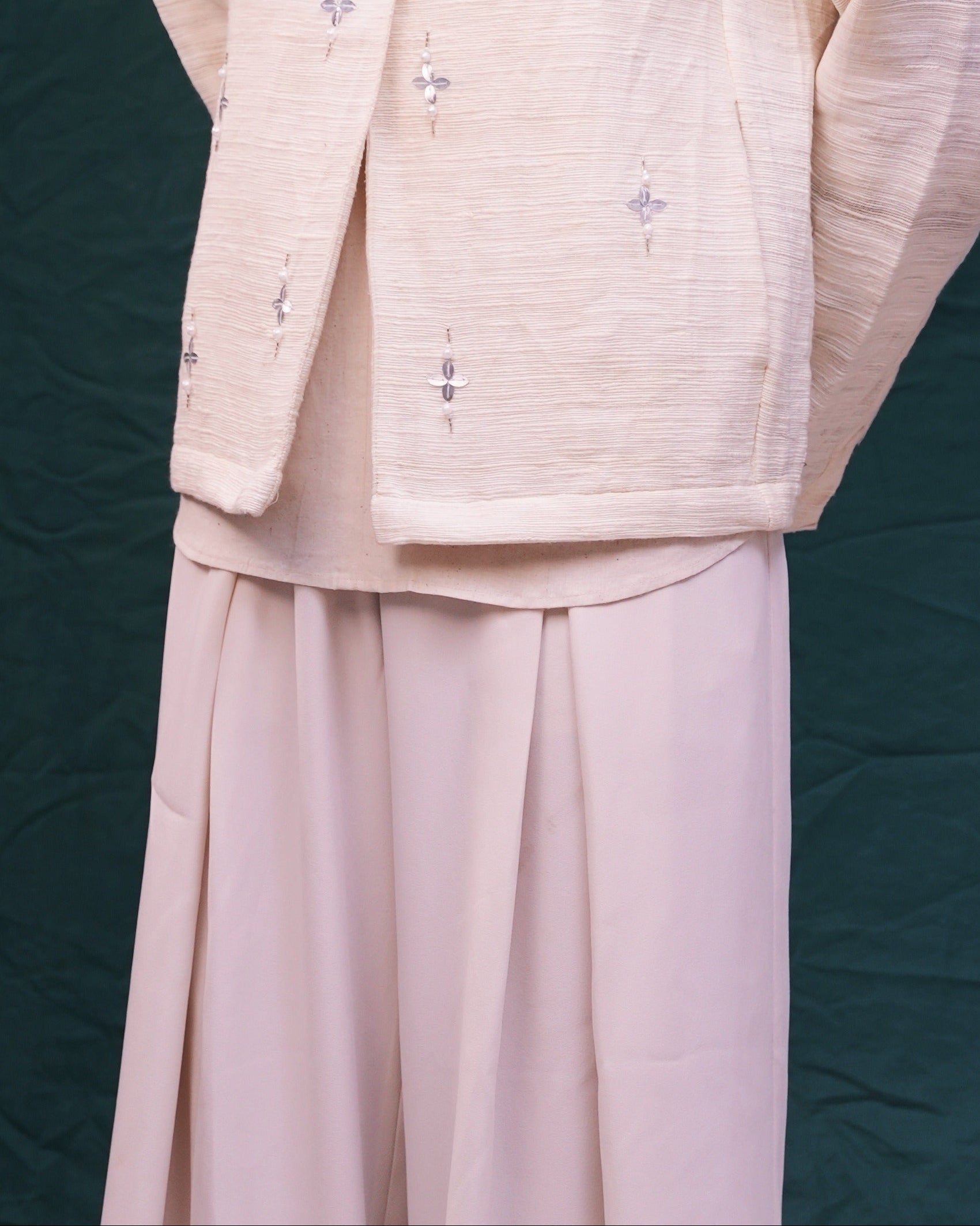 Plain Off-White Flared Pant