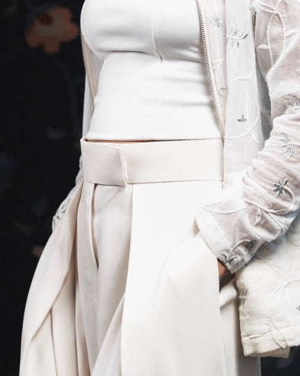 Plain Off-White Flared Pant