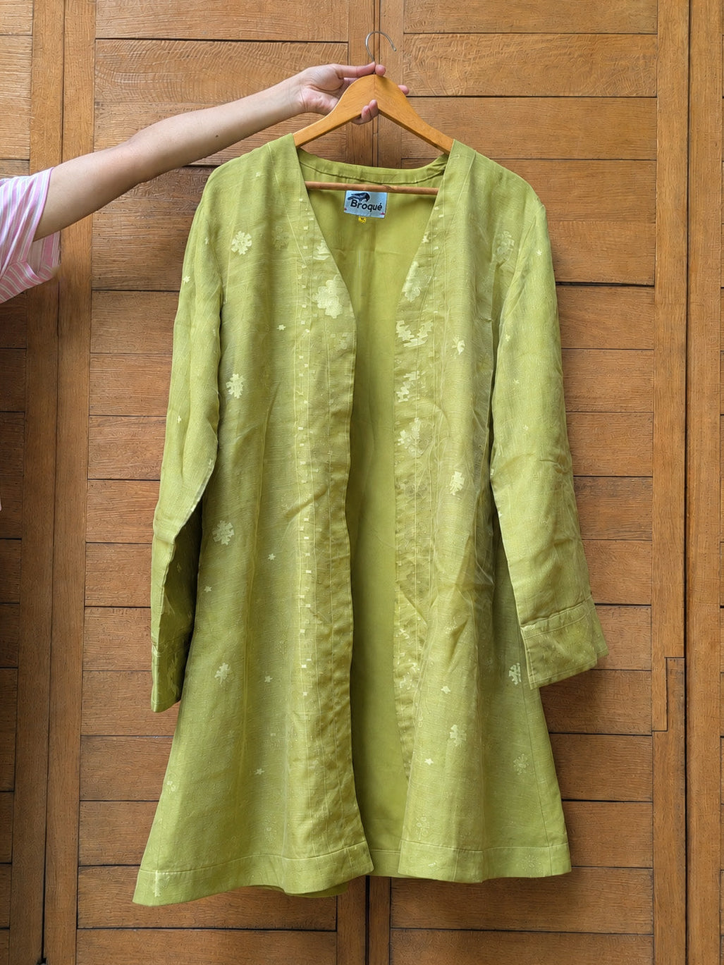 Jamdani Kimono - Lime Green