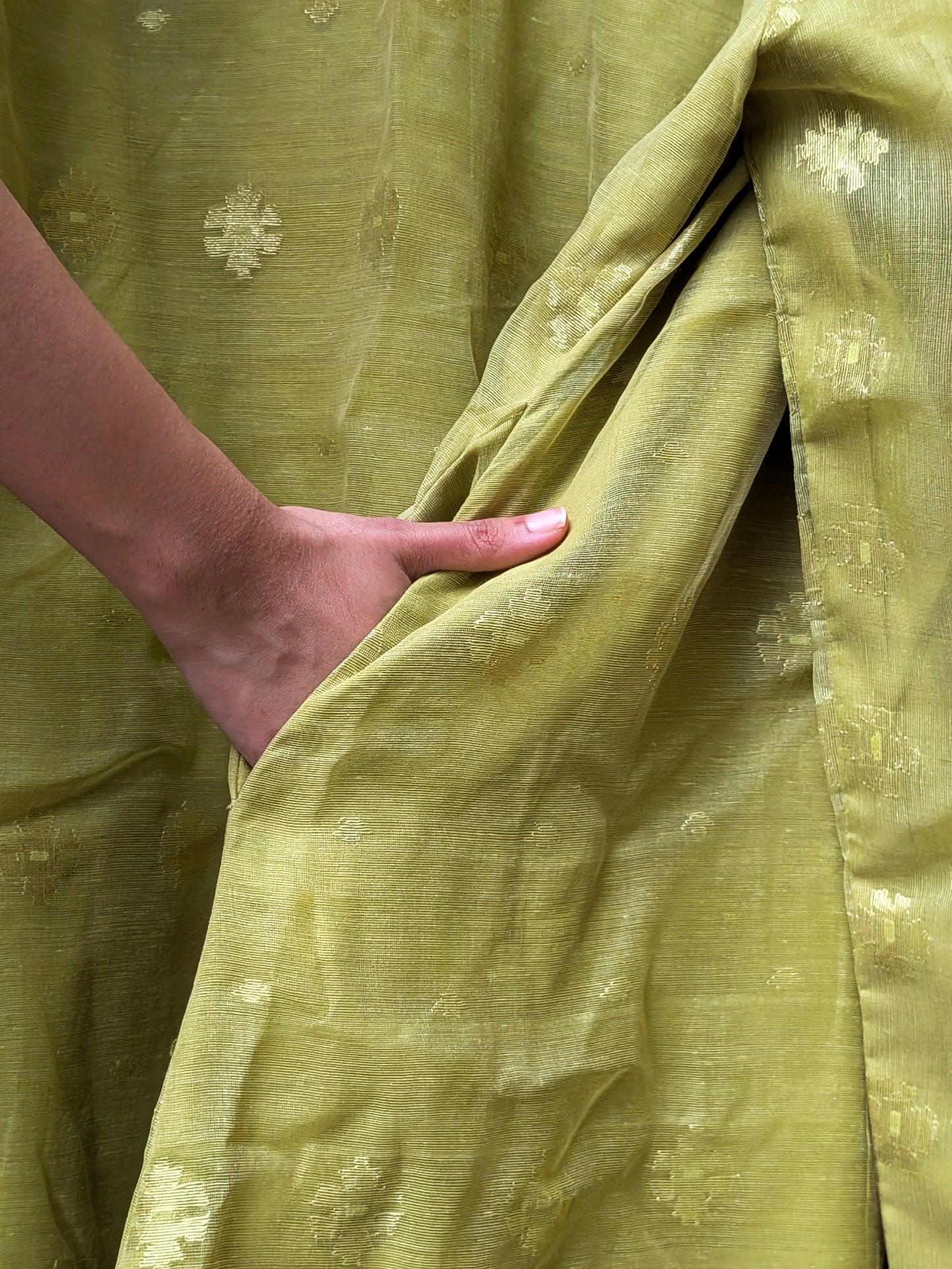 Jamdani Kimono - Lime Green