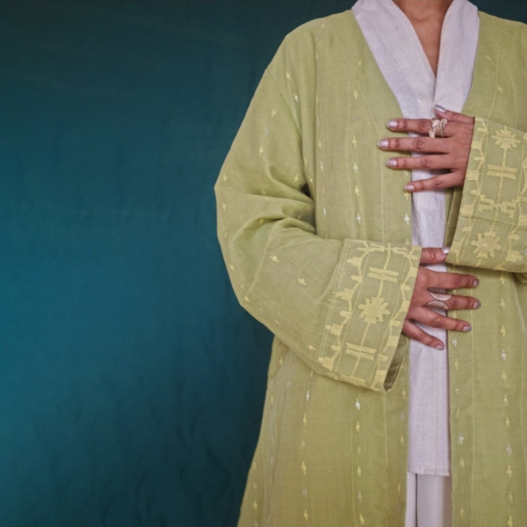 Jamdani Kimono – Sage Green