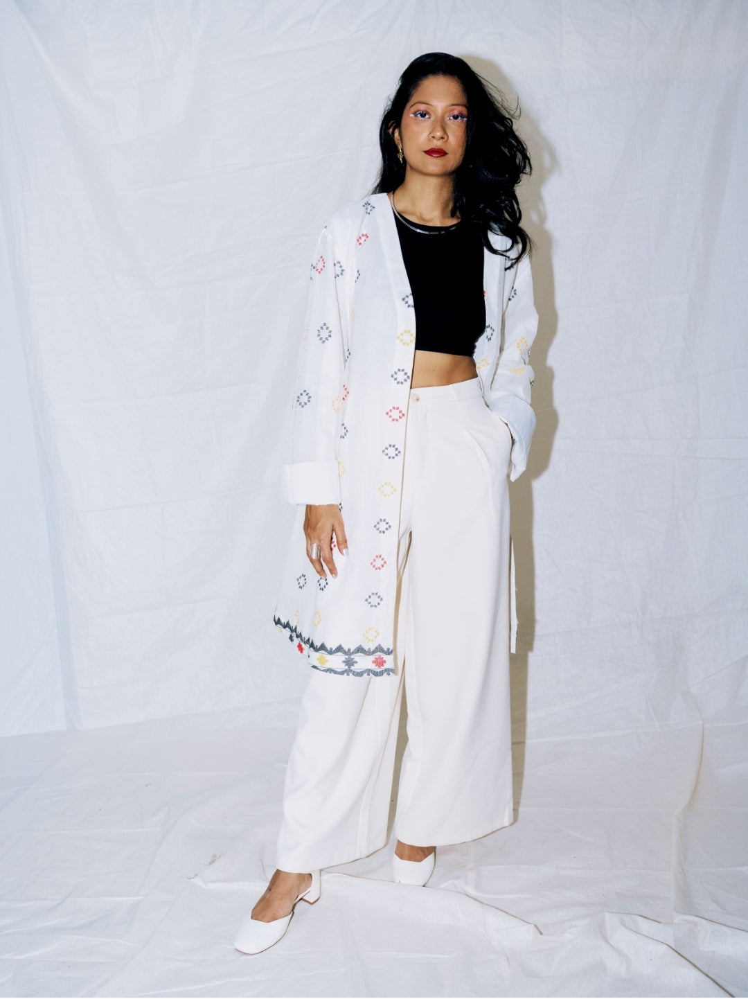 Jamdani Kimono – White